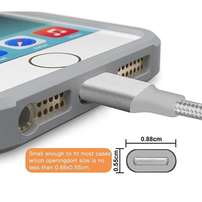 Charger Lightning Cable 3Pack 3ft 6ft 10ft MFi Certified USB Cable Nylon Braided Fast Charging Cord Compatible with 12 SE 11 Pro X Xs Max XR 8 7 6 Plus Mini iPad iPod Pro Gray