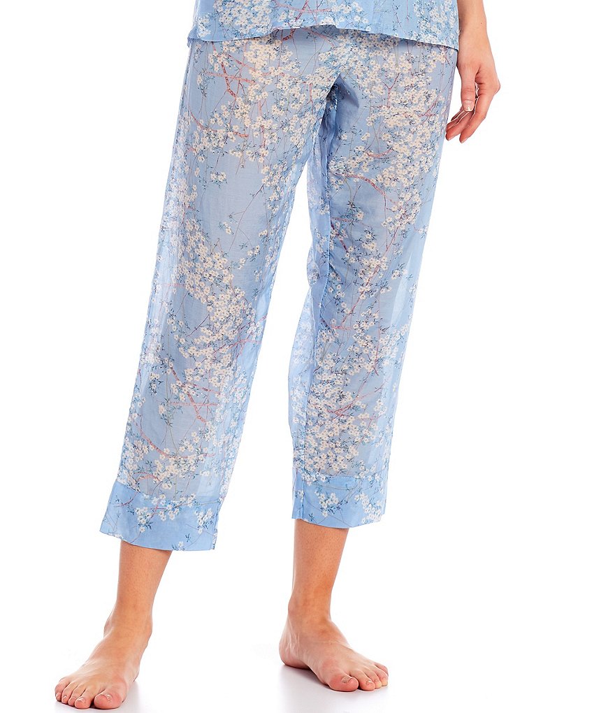 Papinelle Cherry Blossom Woven Cropped Coordinating Pajama Set