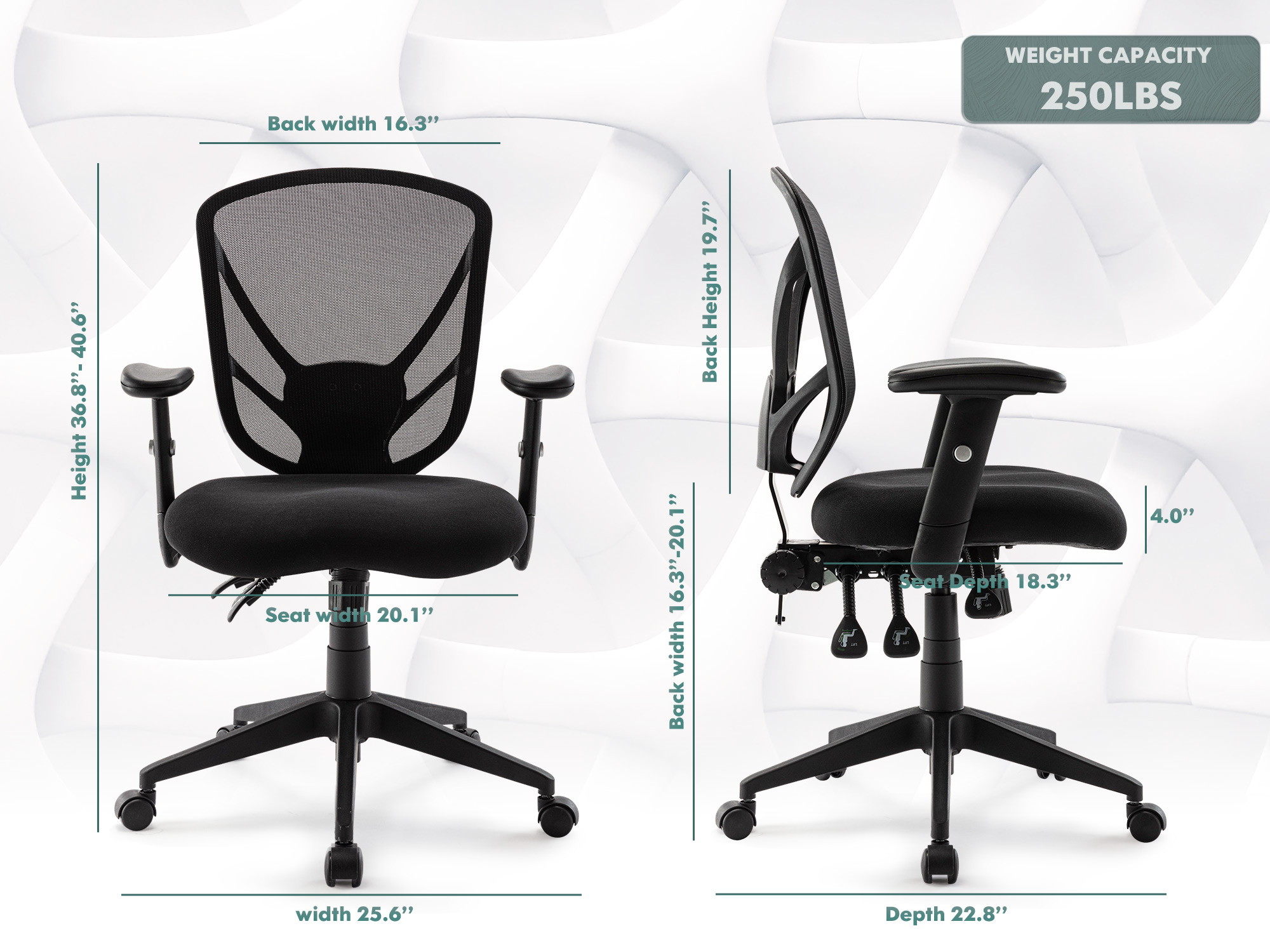 Ergonomic Swivel Mesh Modern Style Office Chair with Multi-Function Tilts, Adjustable Back Support&Armrests, High Back Computer Executive Desk Chair, Task Chair for Work, Gaming, Home