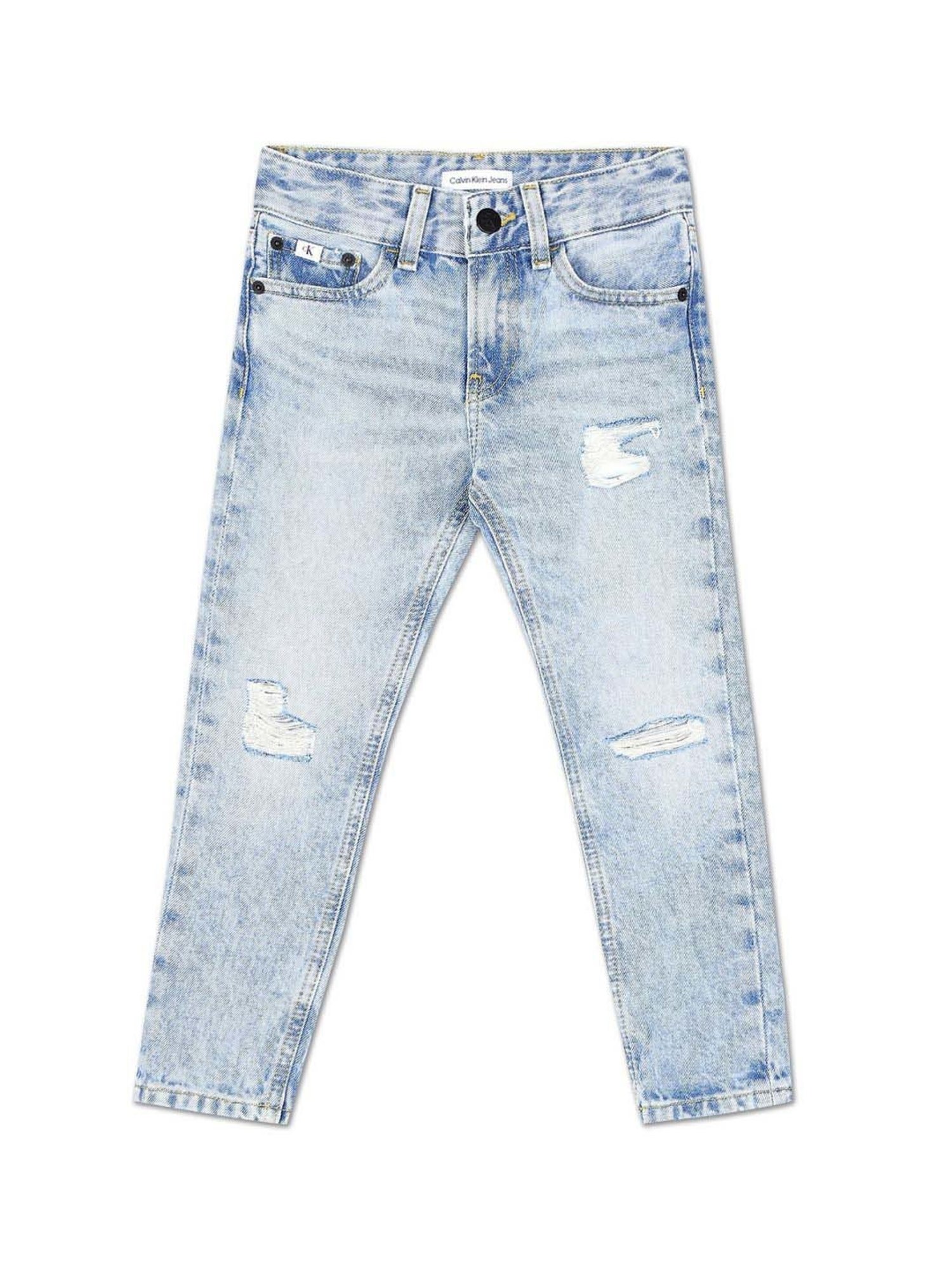 Calvin Klein Jeans Boys Chalky Blue Cotton Washed Jeans