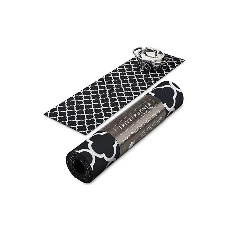 Decorative Trivet and Kitchen Table Runners Handles Heat, anti Slip, Hand Washable and Convenient for Hot Dishes, Black/White