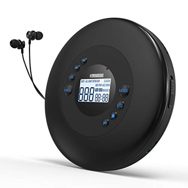 Portable CD Player with Headphones, Anti-Skip CD Players for Home Rechargeable with LCD Display, CD Player portable for car with 3.5mm AUX Cable, Anti-Shock Lightweight CD Player Sports with Carry Bag