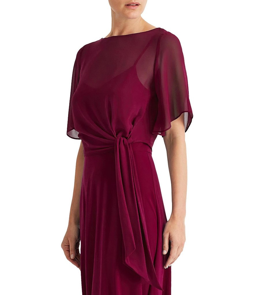 Tommy Hilfiger Paisley Chiffon Smocked Sleeveless Mock-Neck Midi A-Line Dress