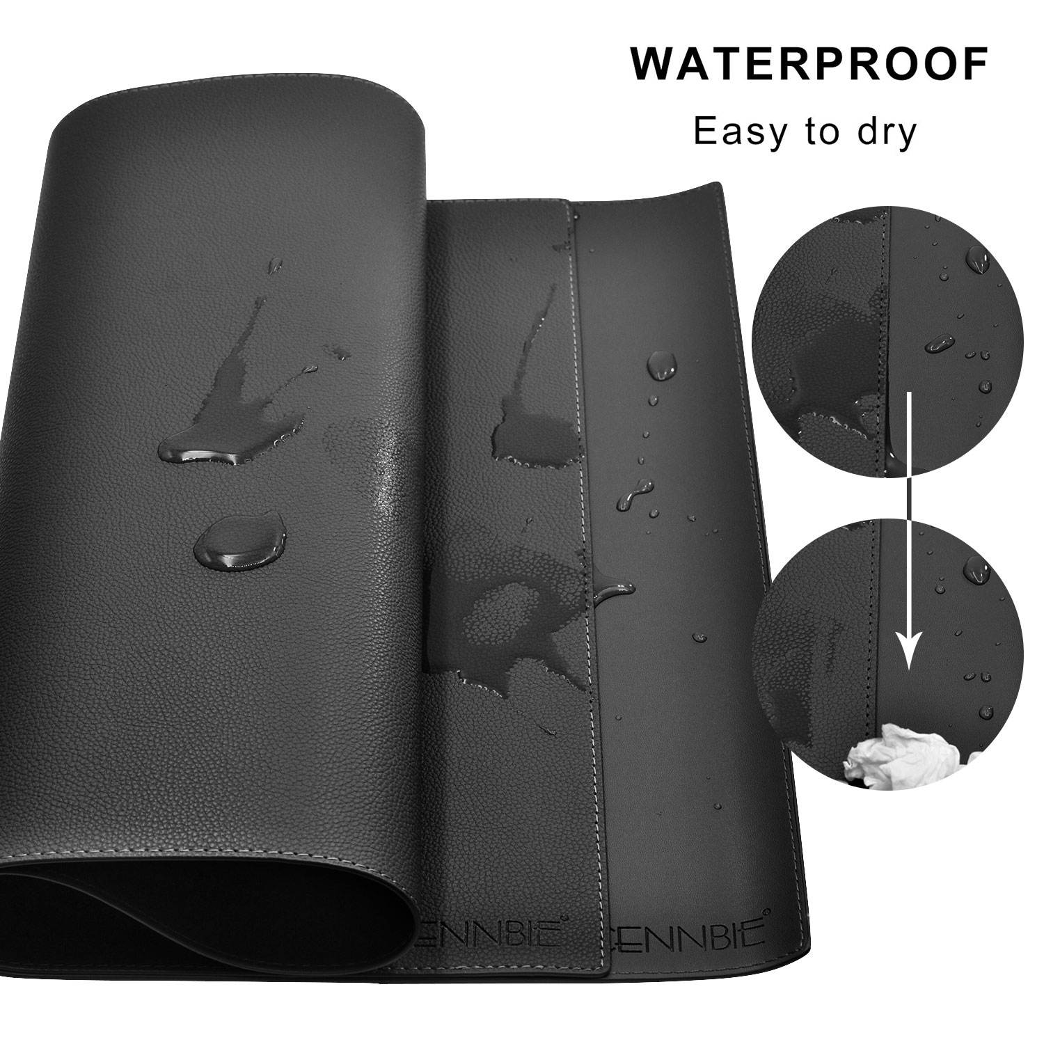 CENNBIE Extended Leather Gaming Mouse Pad/Mat, 90x40cm Large Office Writing Desk Computer Leather Mat Mousepad,Waterproof 35.5"x15.5"(Black)