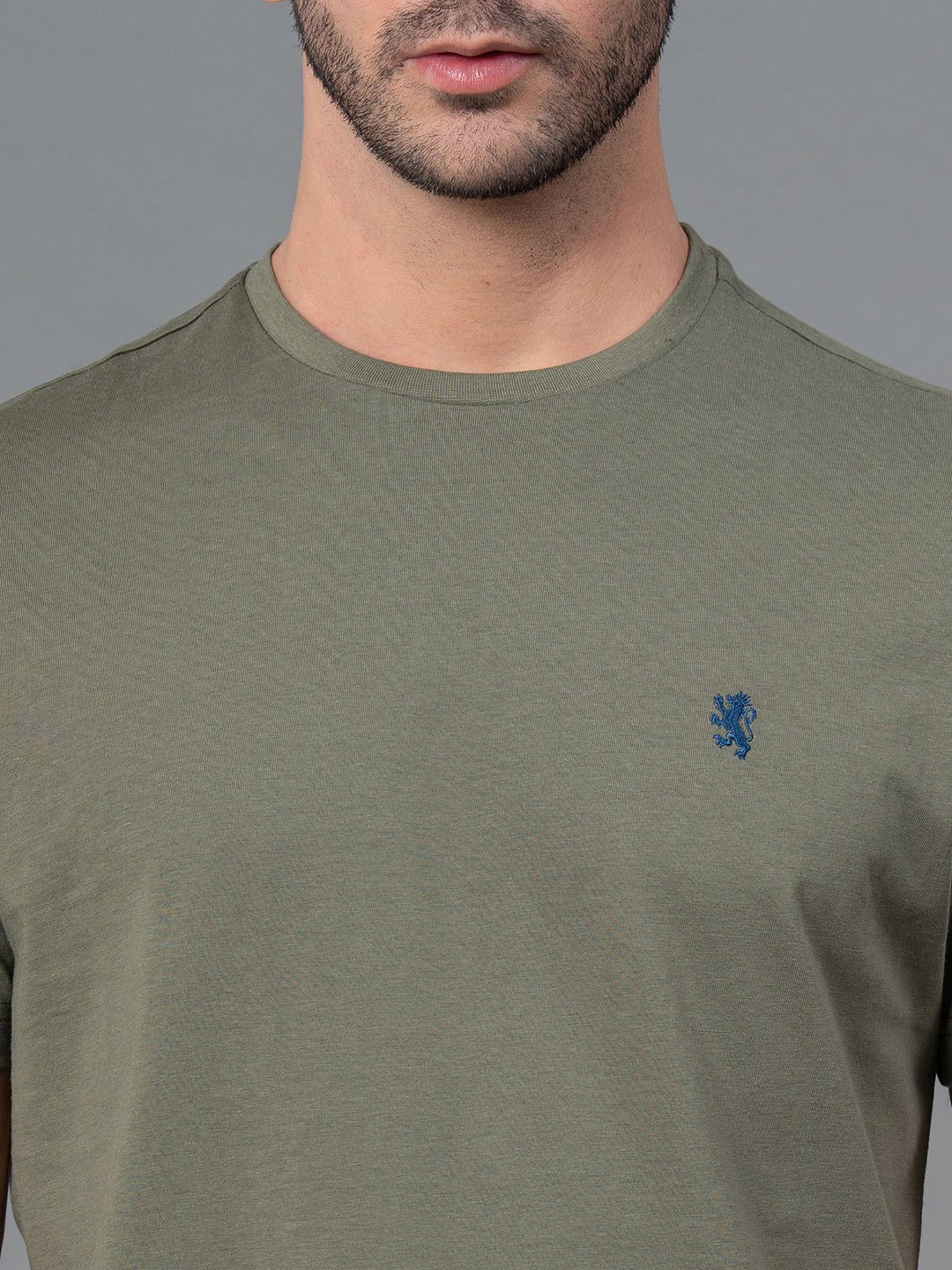 Red Tape Light Olive Regular Fit Cotton Crew T-Shirt