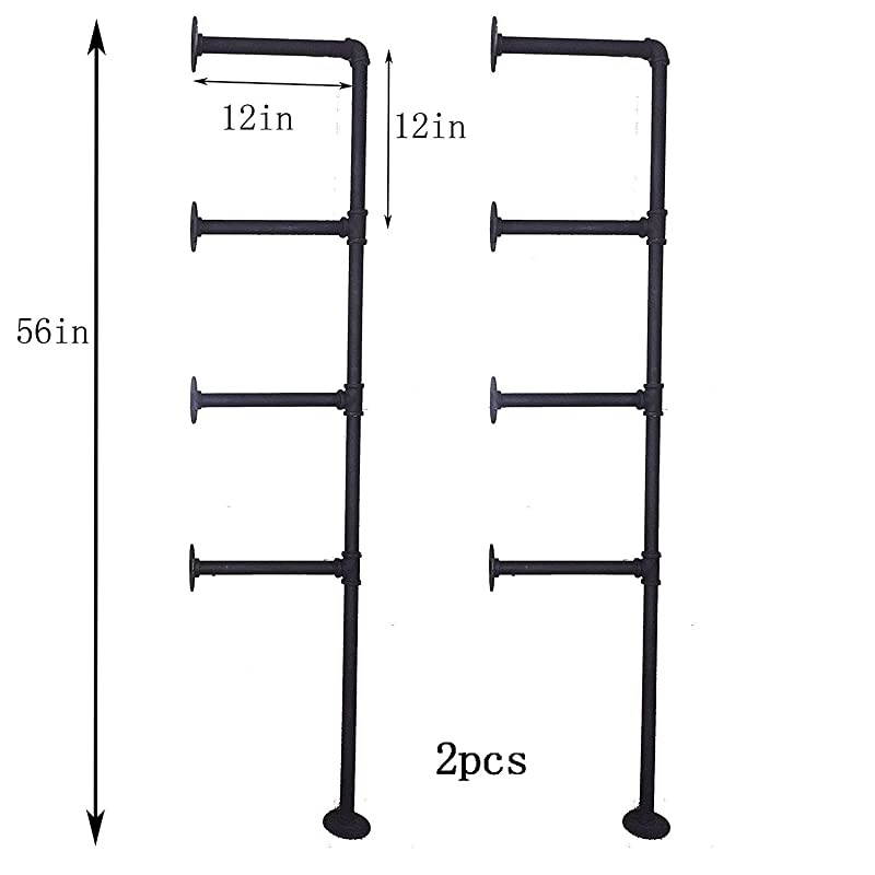 Retro Wall Mount Iron Pipe Shelf Hung Bracket Diy Storage Shelving Bookshelf 2 pcs