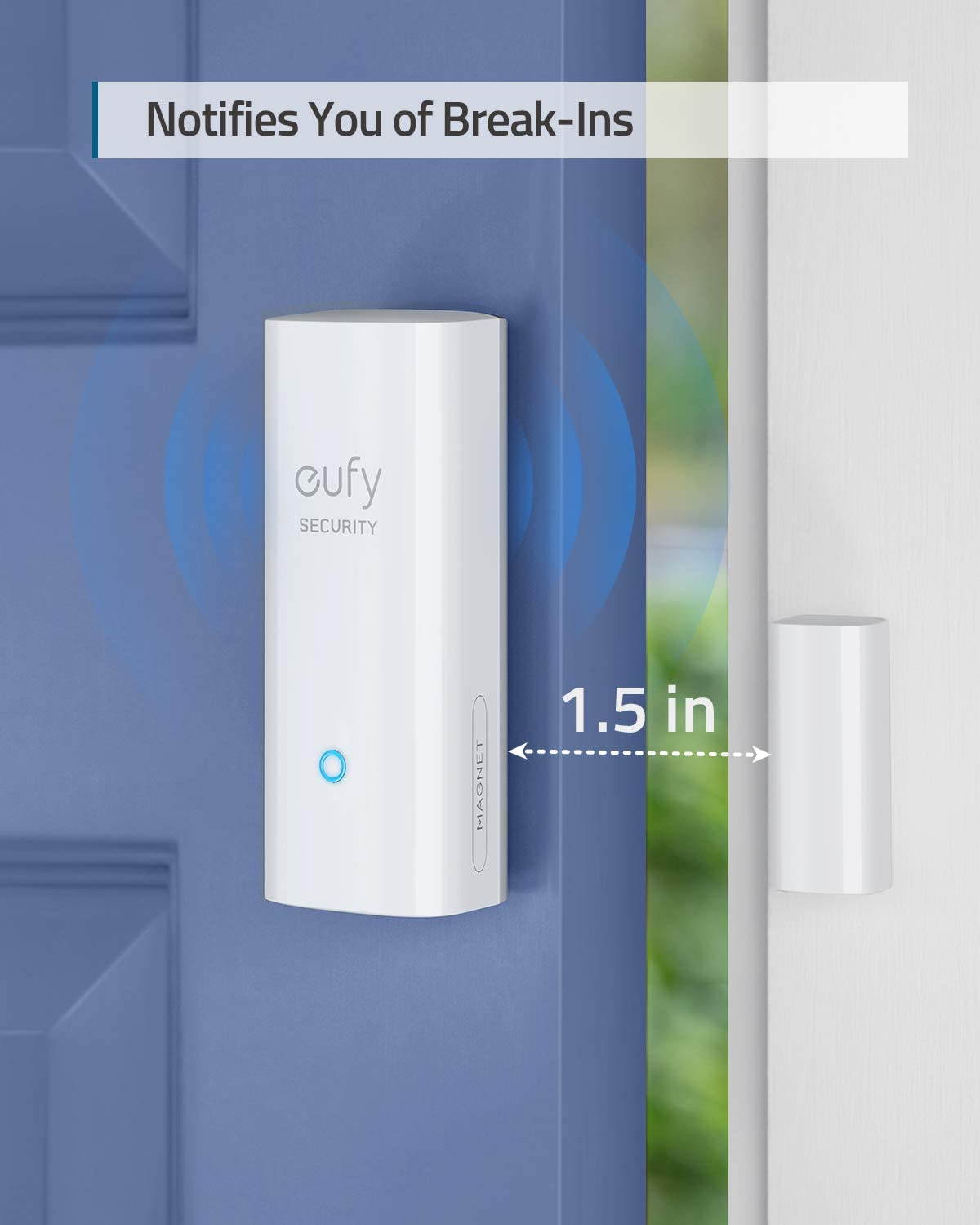 eufy Security Entry Sensor, Detects Opened and Closed Doors or Windows, Sends Alerts, Triggers Siren, 2-Year Battery Life, Requires eufy Security HomeBase, Links with HomeBase-Connected Devices