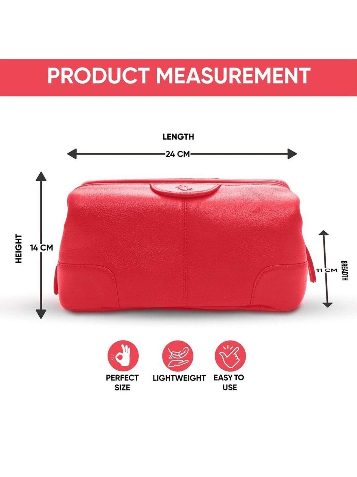 Kara Red Unisex Leather Pouch