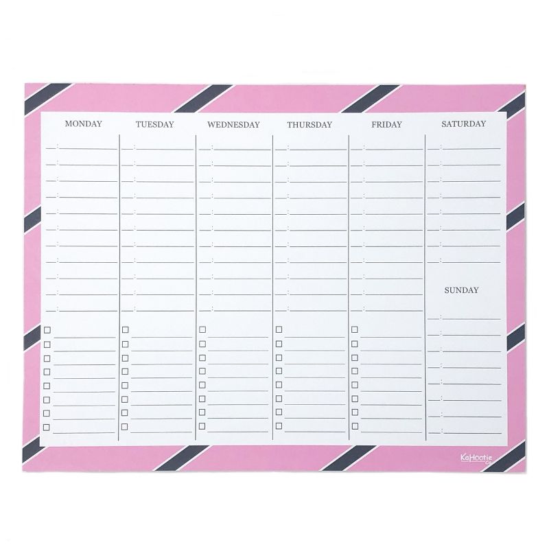 Weekly Schedule Notepad 8.5"x11" Pink Stripes - Kahootie Co