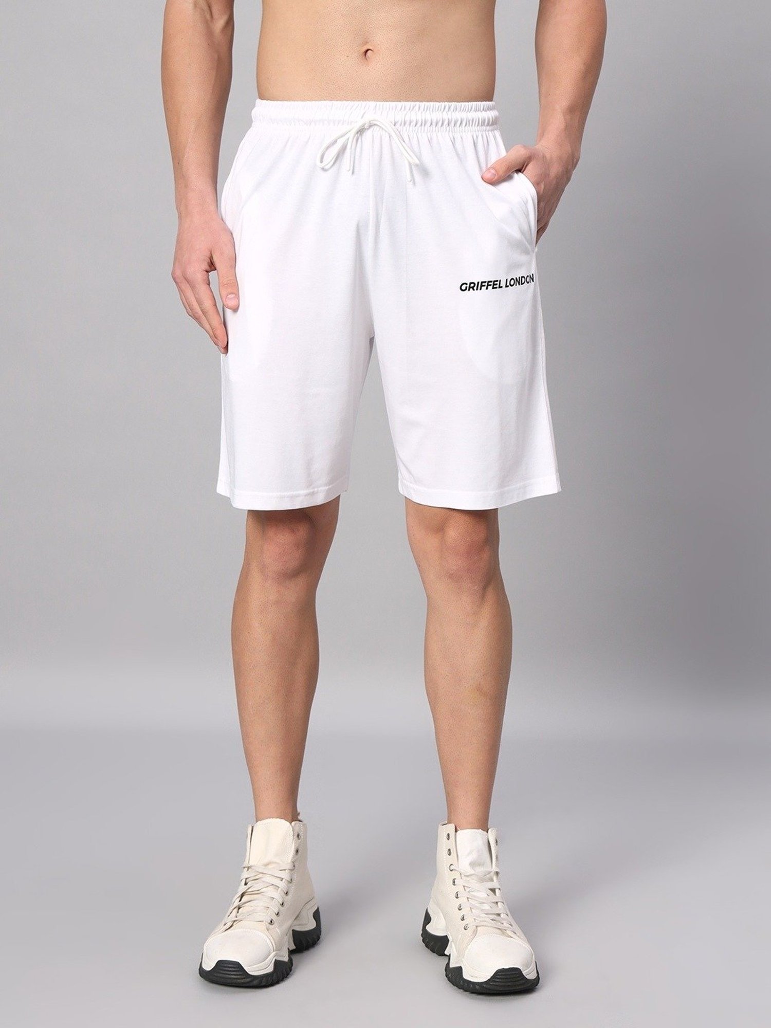 Griffel White Cotton Loose Fit Logo Printed Co-Ord Set