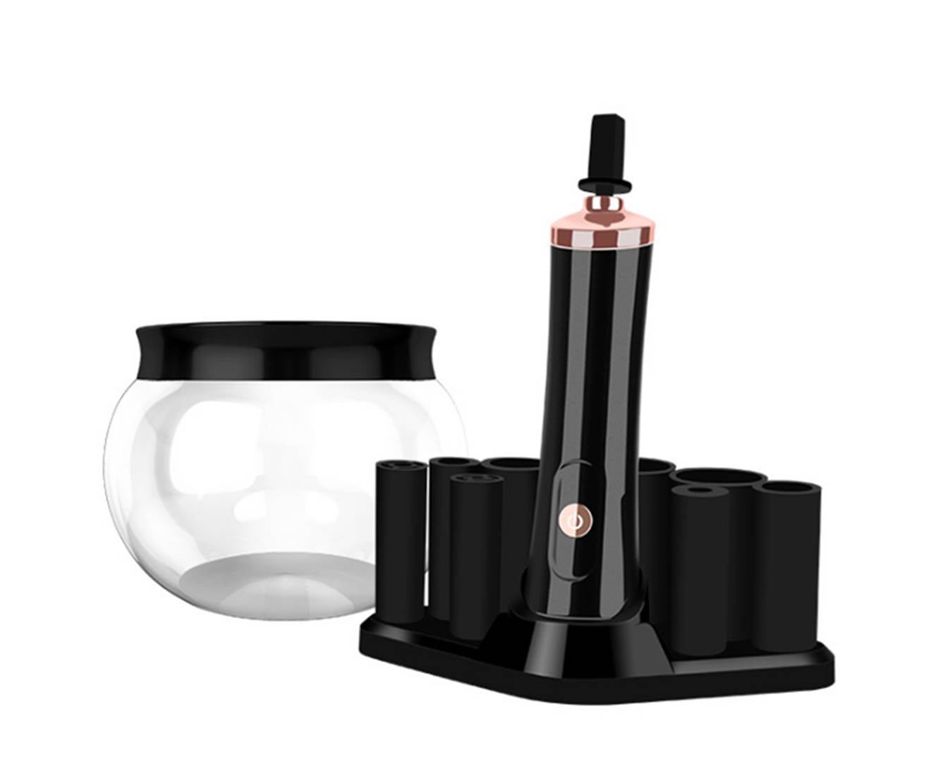 Select Mall Electric Scrubber Beauty Eyelash Glue Quick-drying Machine Makeup Brush Cleaner Beauty Brush Spin-dry Cleaner-Black