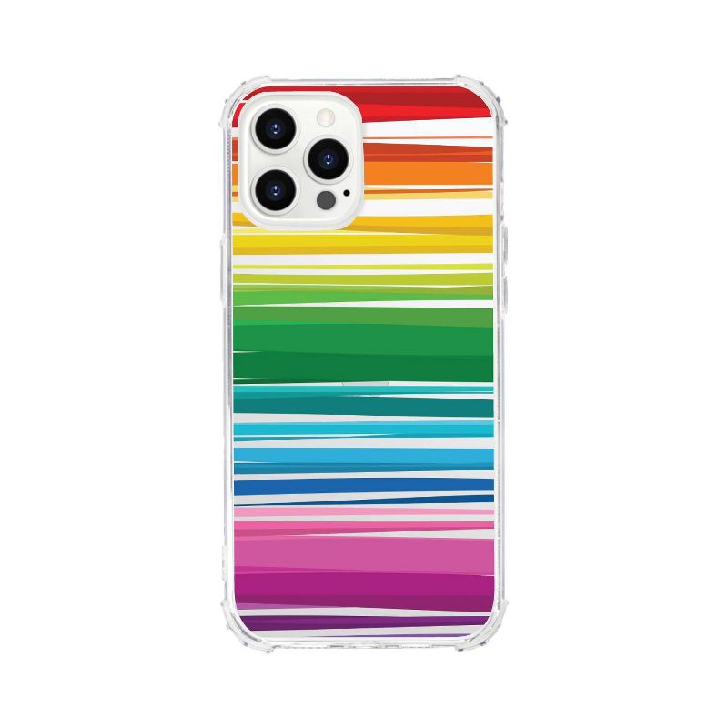 OTM Essentials Apple iPhone 12 Pro Max Tough Edge Clear Phone Case - Stripes Rainbow