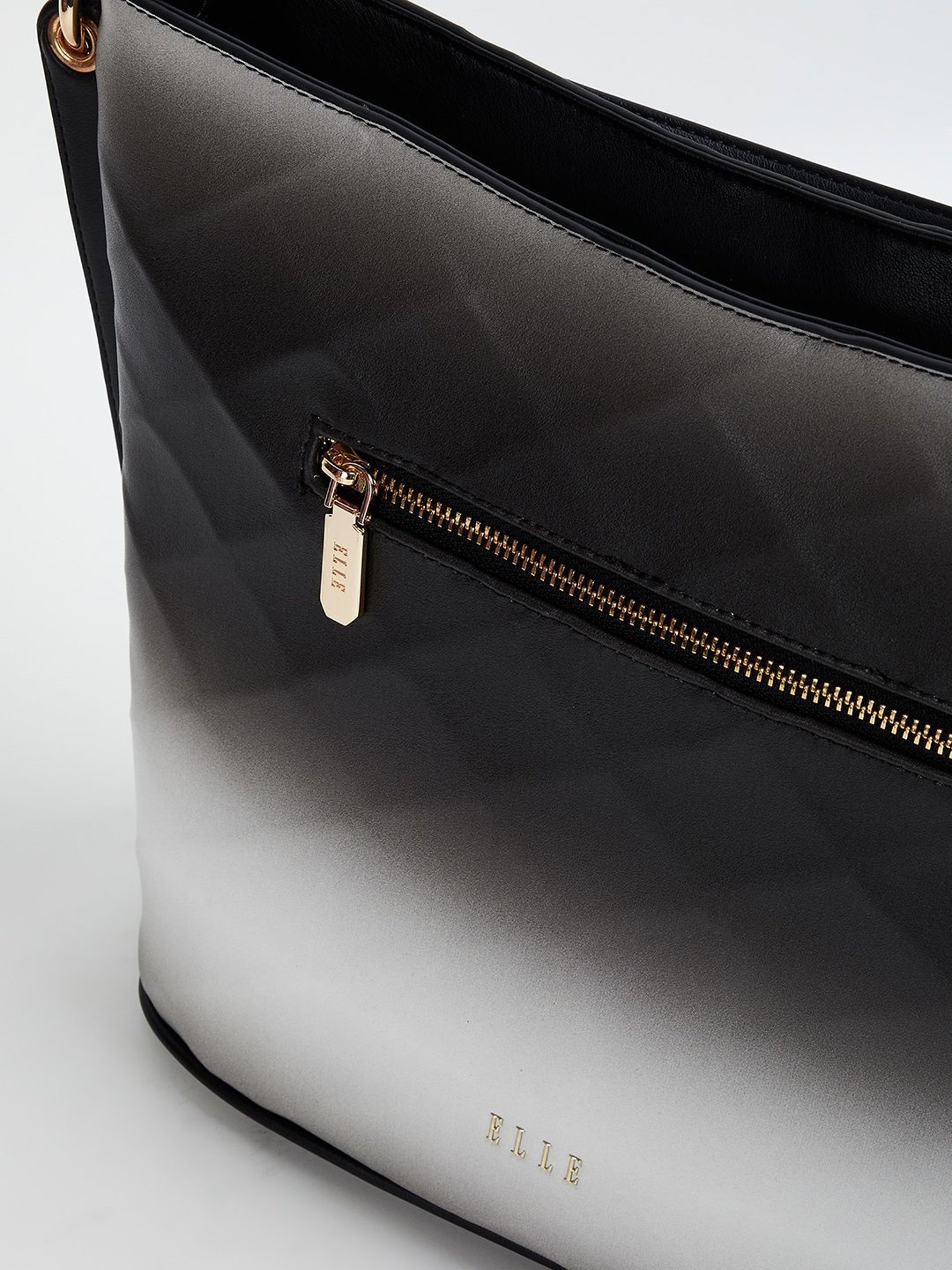 Elle Black Textured Hobo Bag