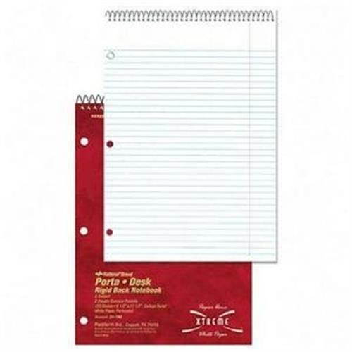 Rediform 31192 National Porta-Desk 3-Subject Notebook 120 Sheet - 8.50" x 11.50" - 1 Each - White Paper