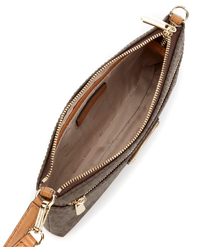 Michael Kors Zebra Signature Jet Set Double Zip Wristlet