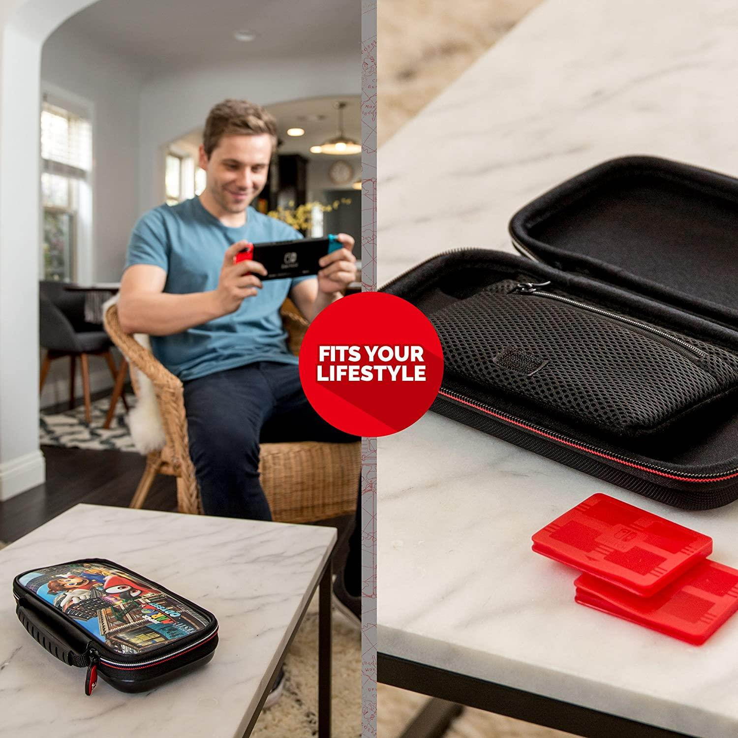 Nintendo Switch Super Mario Odyssey Carrying Case ? Protective Deluxe Travel Case ? PU Leather Exterior ? Official Nintendo Licensed Product