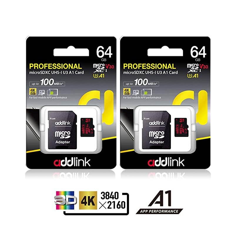 64GB 2 Pack Micro SD Card SDXC U3 V30 A1 Memory Card with Adapter with Read 100MBs high Speed