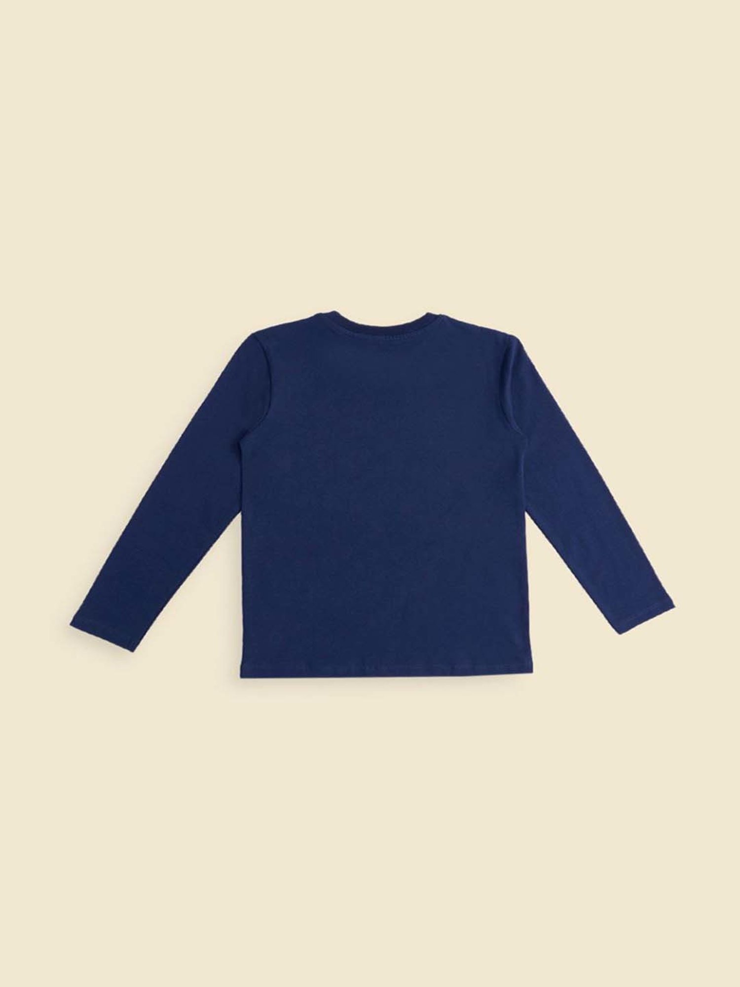 Pantaloons Baby Kids Blue & White Cotton Printed Full Sleeves T-Shirt