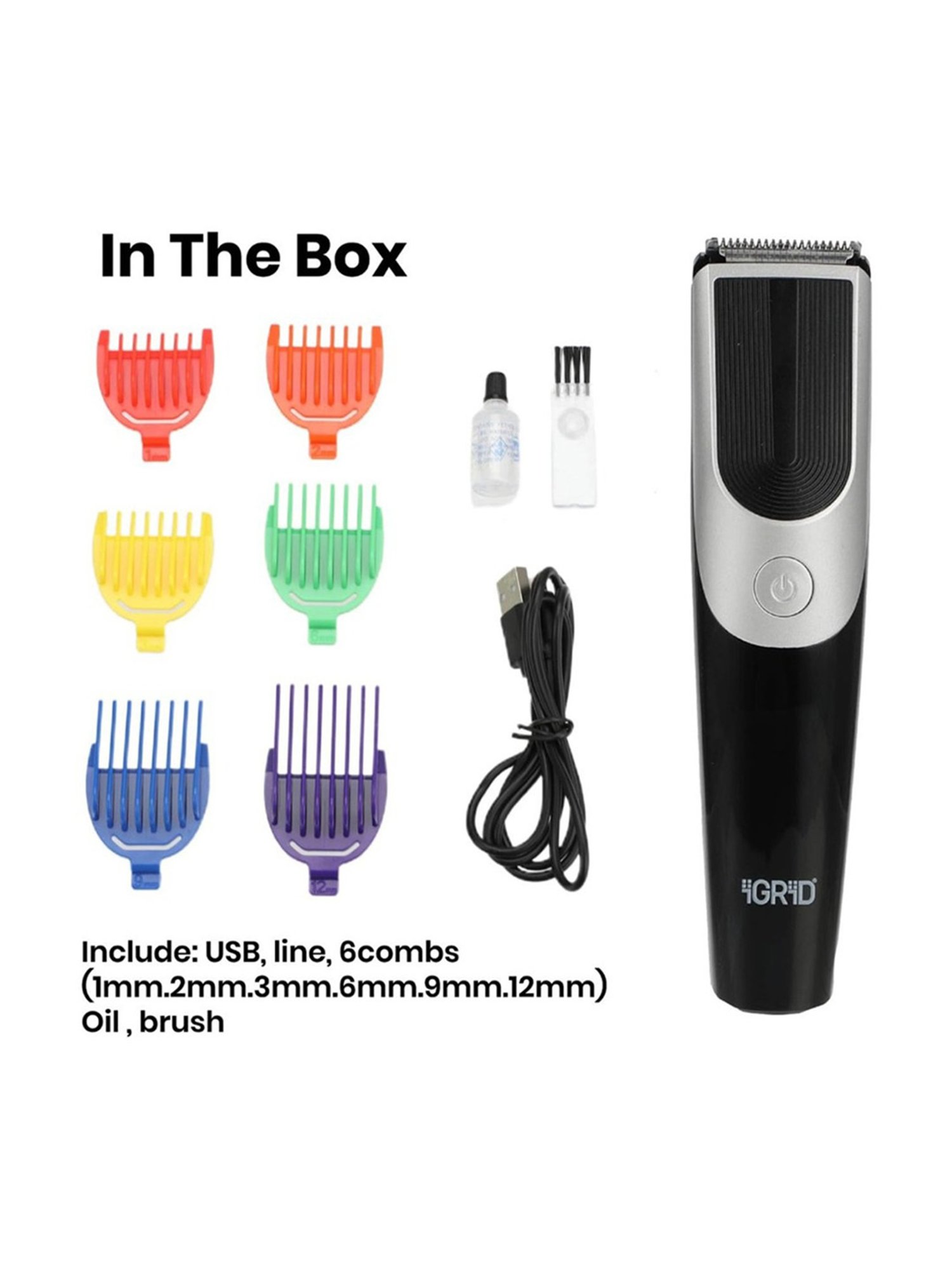 iGRiD IG4018 All Terrain Hair Trimmer with 90 Min Runtime Stainless Steel Blades (Black & Silver)