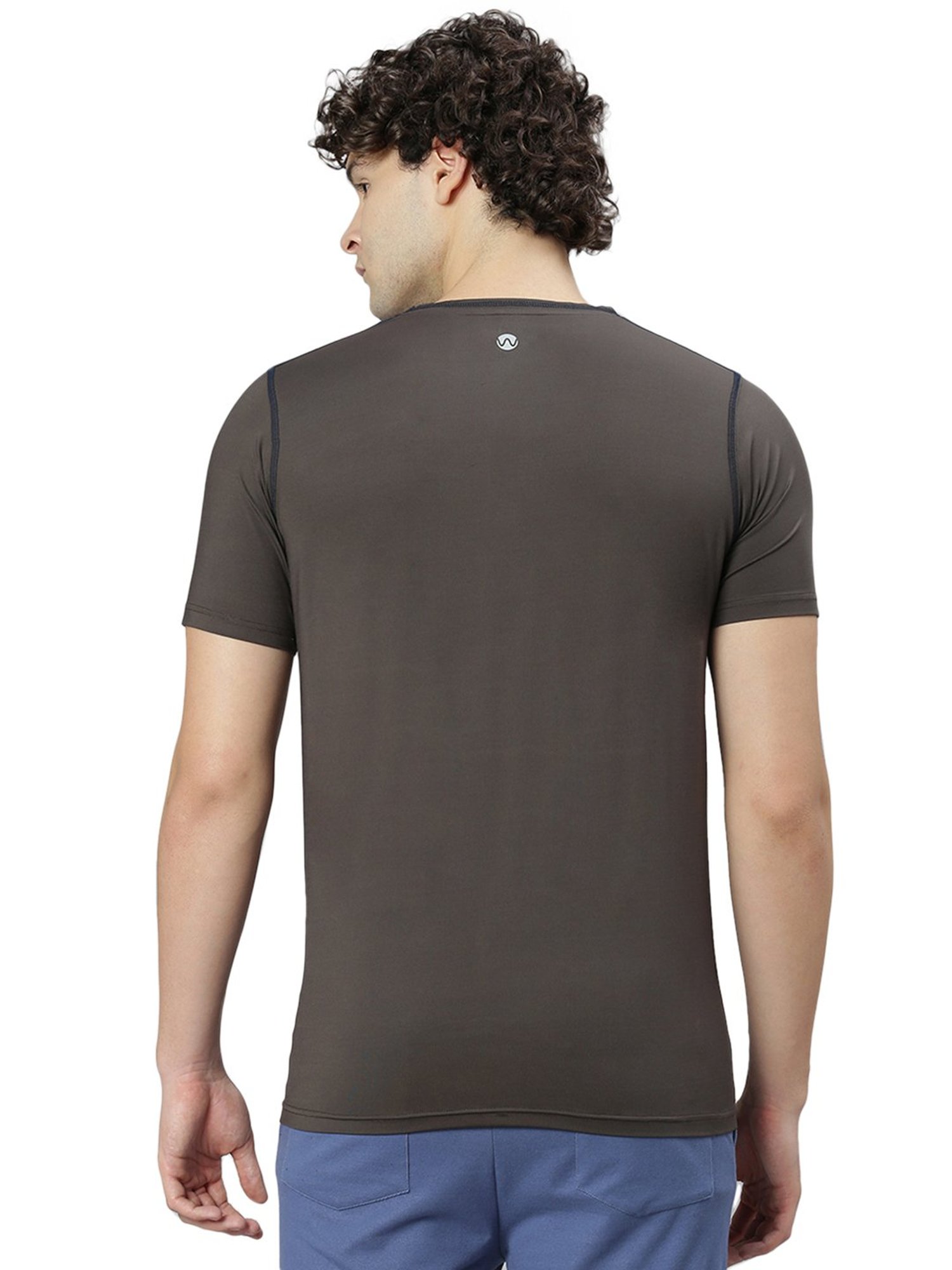 Slowave Dark Brown Regular Fit Crew T-Shirt