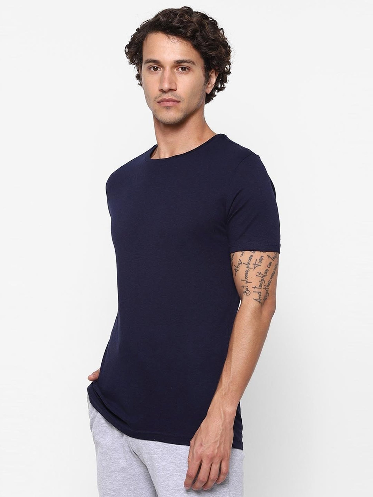 Ajile by Pantaloons Navy Slim Fit Lounge T-Shirt