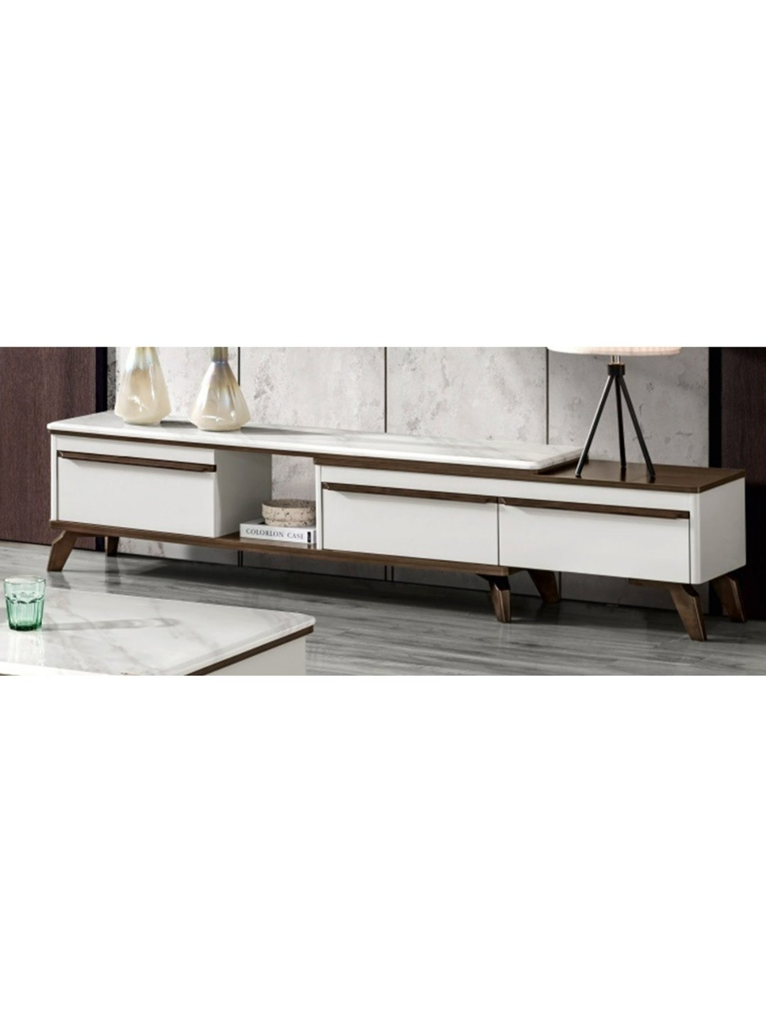 Delite Kom Flex Flowery Wenge & Acacia Dark Engineered Wood TV Entertainment Unit