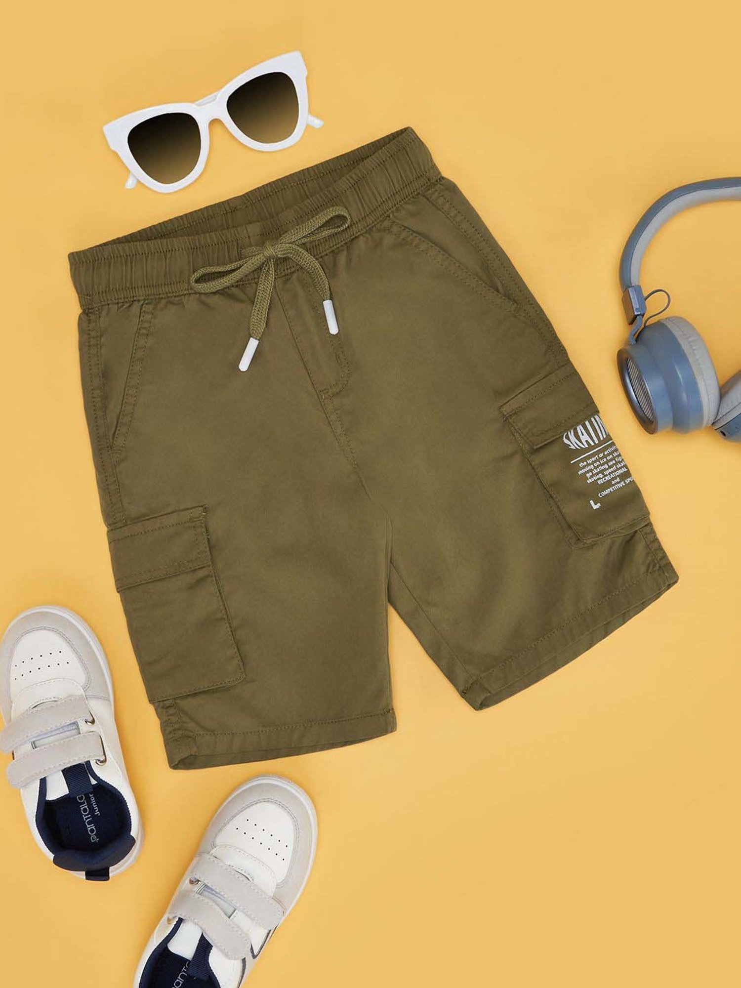 Pantaloons Junior Boys Mineral Green Cotton Solid Shorts