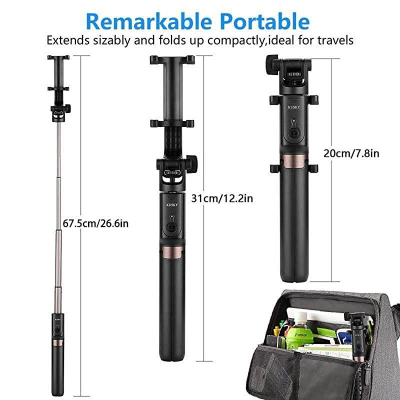 Stick Tripod Bluetooth Upgraded,Phone & Camera Tripod Stick with Wireless Remote Shutter for Gopro,Action Cameras,iPhone12 11 Pro XS MAX XR X 8 7 Plus,Galaxy S9 plus/S8/S7Edge