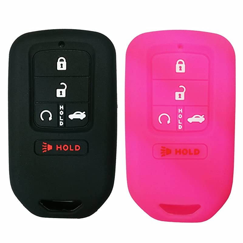 2Pcs Silicone 4+1 Buttons Smart Key Fob Cover Case Full Protector Remote Keyless Entry Jacket for 2018 2017 2016 2015 Honda Accord Civic CRV CRV Pilot EX EXL Touring Premium