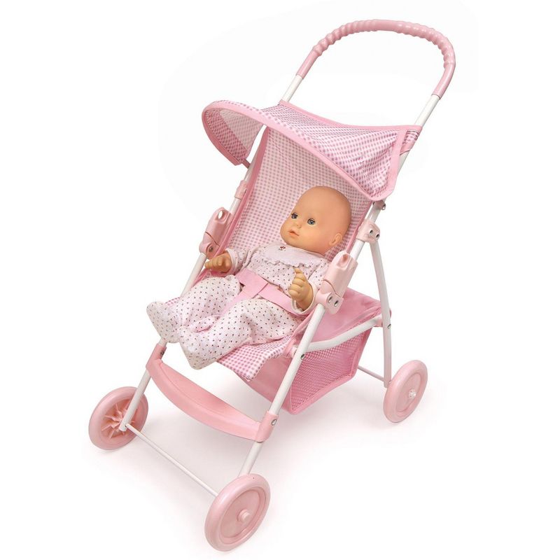 Badger Basket Doll Umbrella Stroller - Pink & White