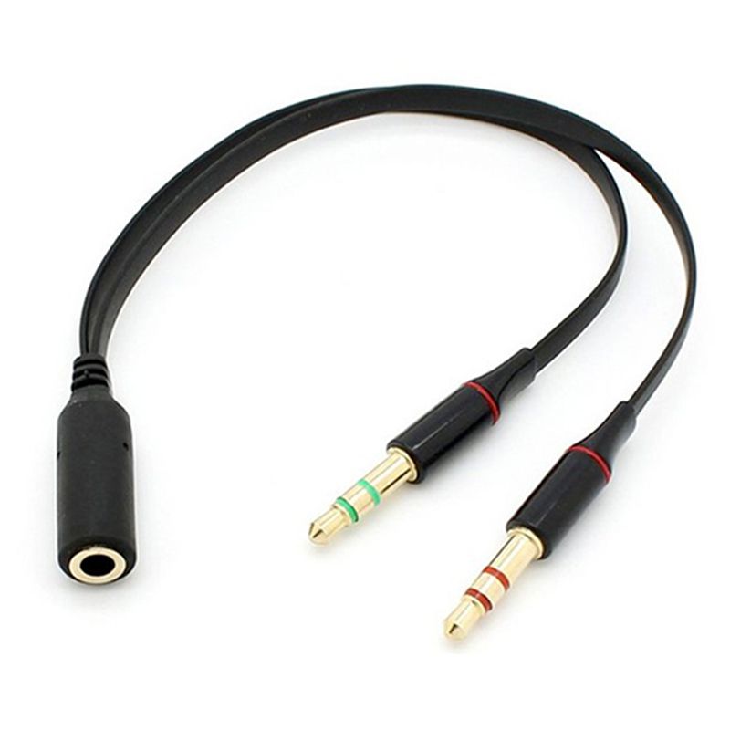 Headphone Splitter for Computer 3.5mm Female to 2 Male Headphone Mic Audio Y Splitter Cable Smartphone Headset to PC Adapter (Black)