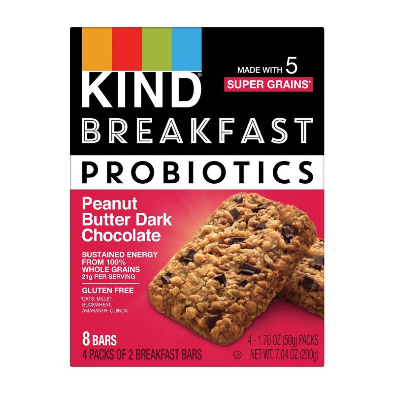 KIND Breakfast Probiotics Peanut Butter Dark Chocolate Bars - 7.1oz/8ct