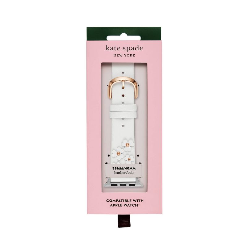 Kate Spade New York Apple Watch Floral Applique White Leather 38/40mm Band