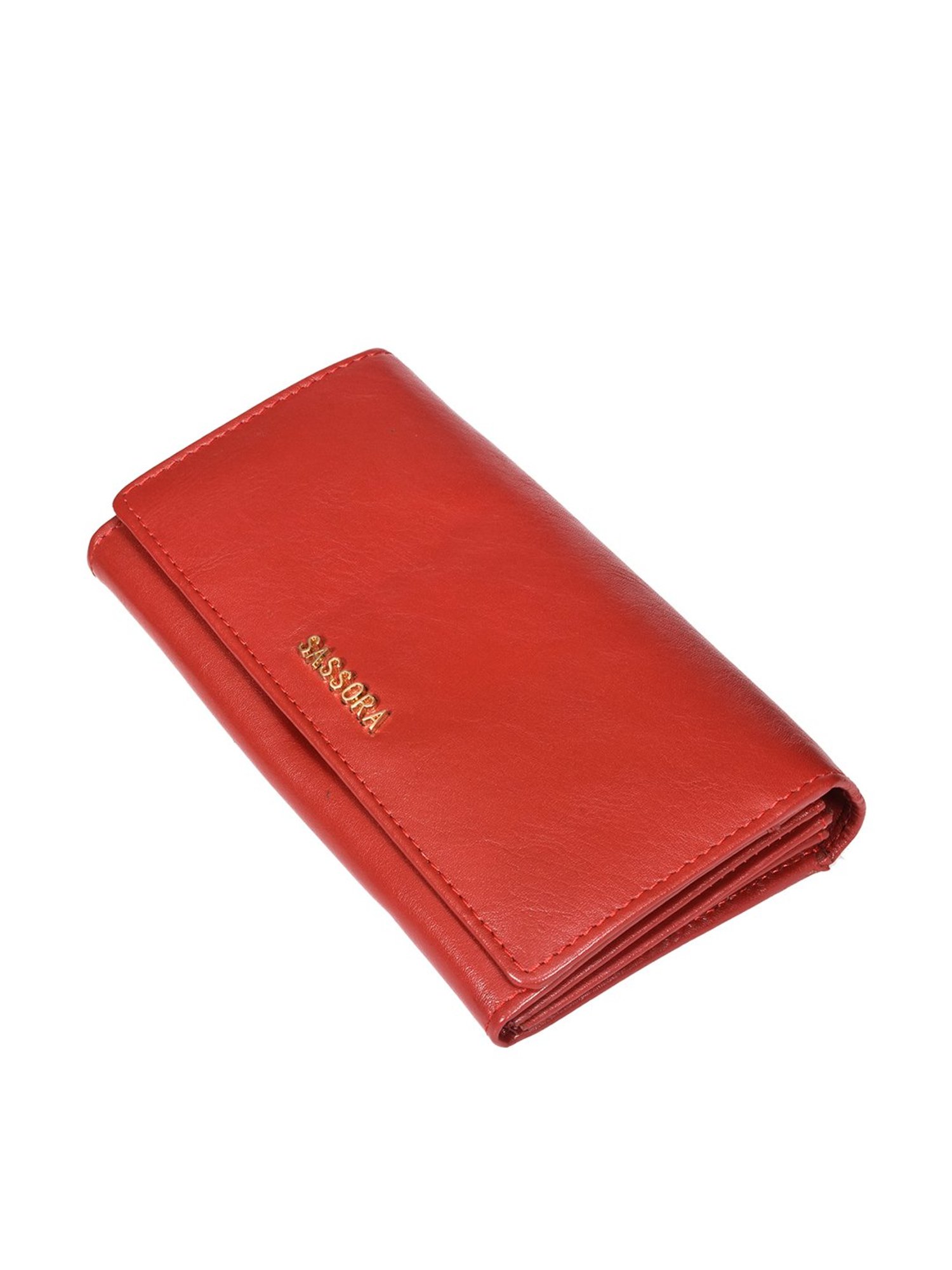 SASSORA Red Solid Rfid Wallet for Women