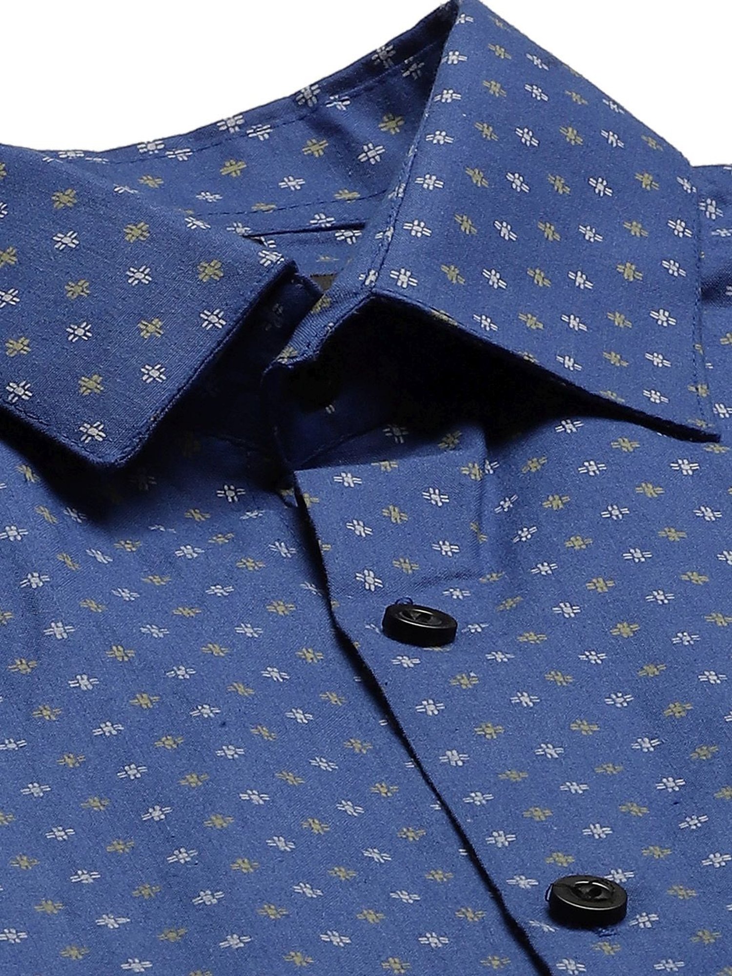 Sojanya Blue Cotton Regular Fit Printed Shirt