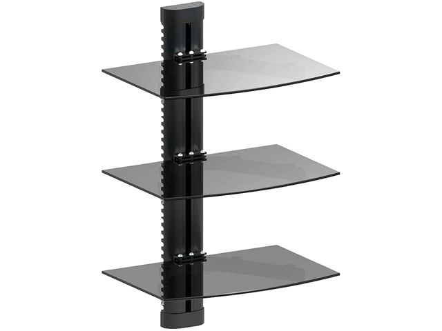inland 5441 Black Triple Shelf AV Components Wall Mount