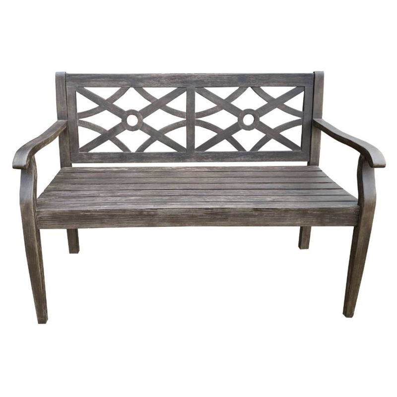 Wood Outdoor Bench in Natural Brown-Pemberly Row