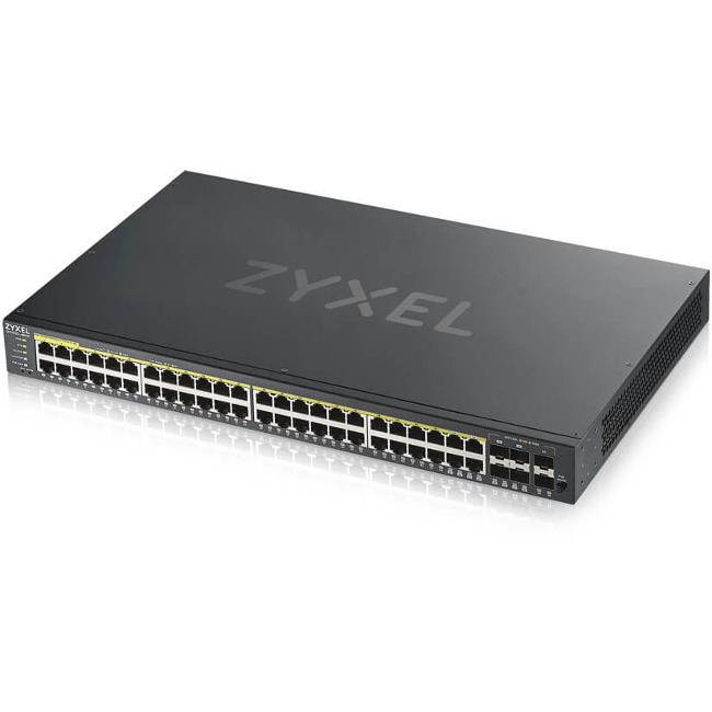 Zyxel 48-Port Gigabit Ethernet High Powered PoE 375W NebulaFlex Smart Managed Switch | 4X RJ-45/SFP Ports | 802.3at 802.3af | Metal | Limited Lifetime [GS1920-48HPv2]