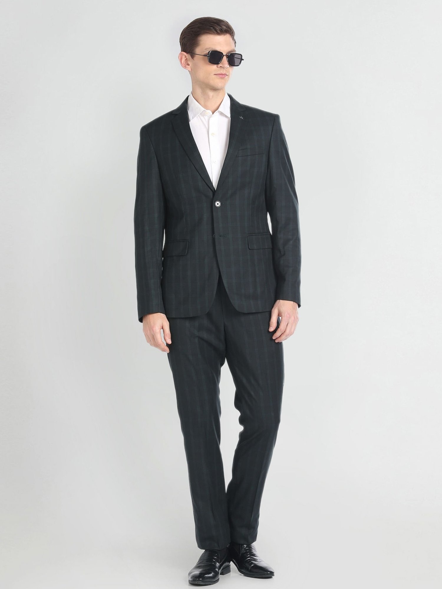 Arrow Olive Regular Fit Checks Two Piece Suit