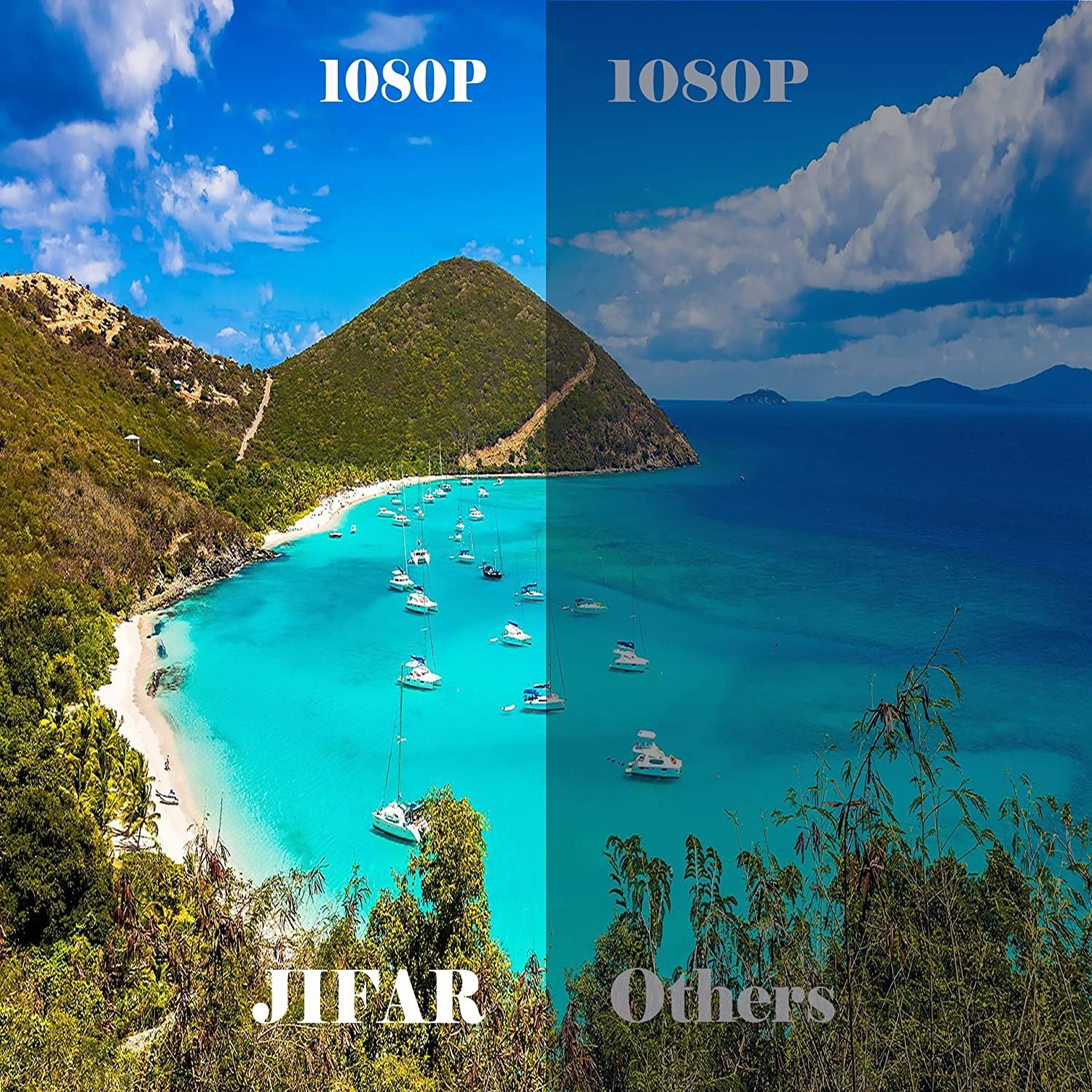 Native 1080p Projector,7300 Lumens Projector for Outdoor Movies with 400"Display,Support 4K Dolby & Zoom,100000 hrs Life,Indoor & Outdoor Projector Compatible with TV Stick,HDMI,VGA.USB,Smartphone,PC