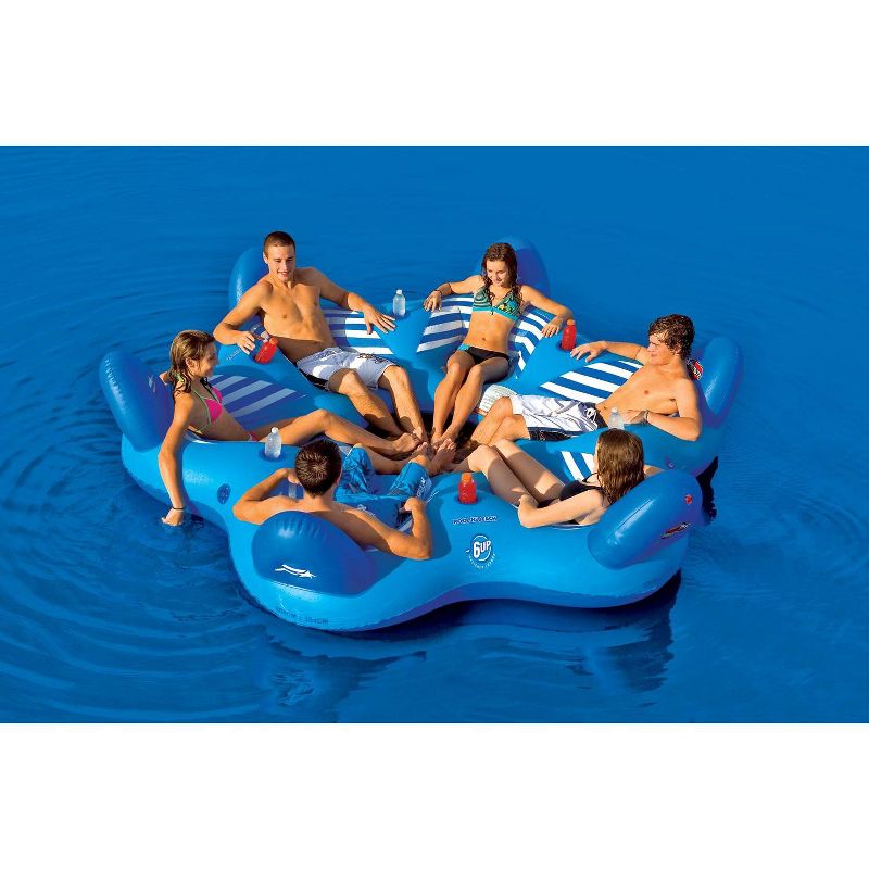 Sportsstuff Pool N' Beach 6 Person 6UP Inflatable Lake Lounger Float Raft, Blue