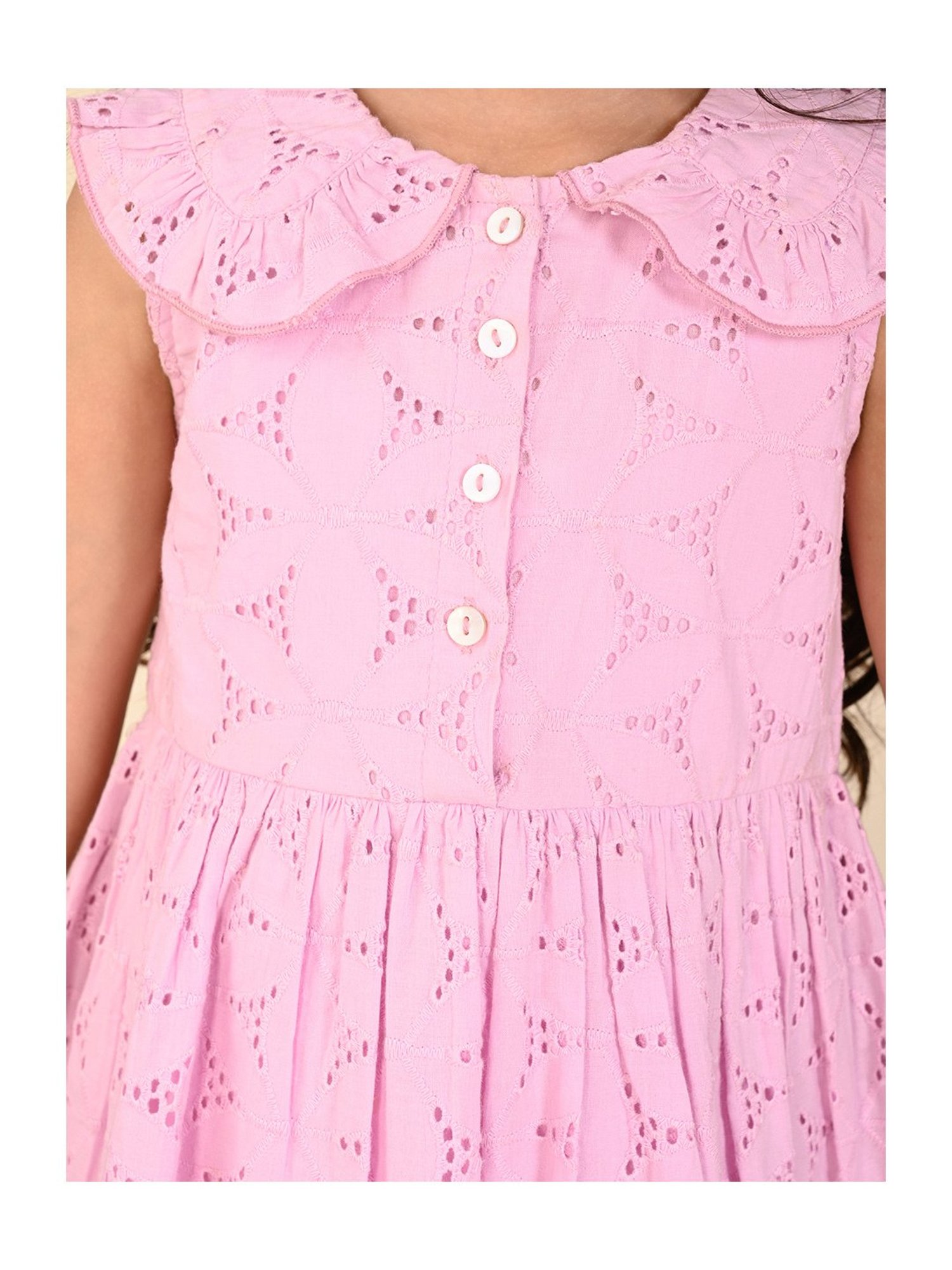 LilPicks Kids Light Purple Self Design Dress