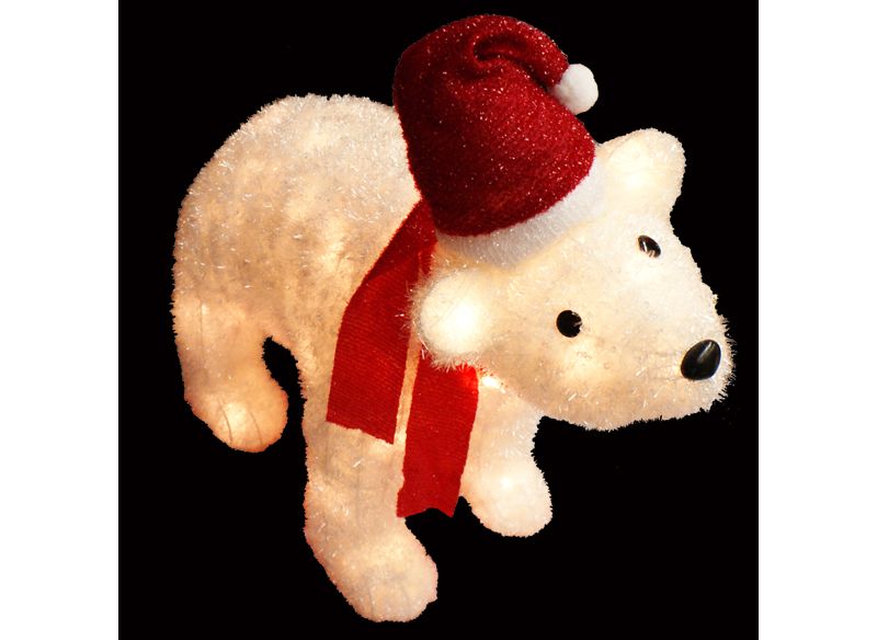 Penn 36" Lighted Red and White Sisal Polar Bear Christmas Yard Art Decoration