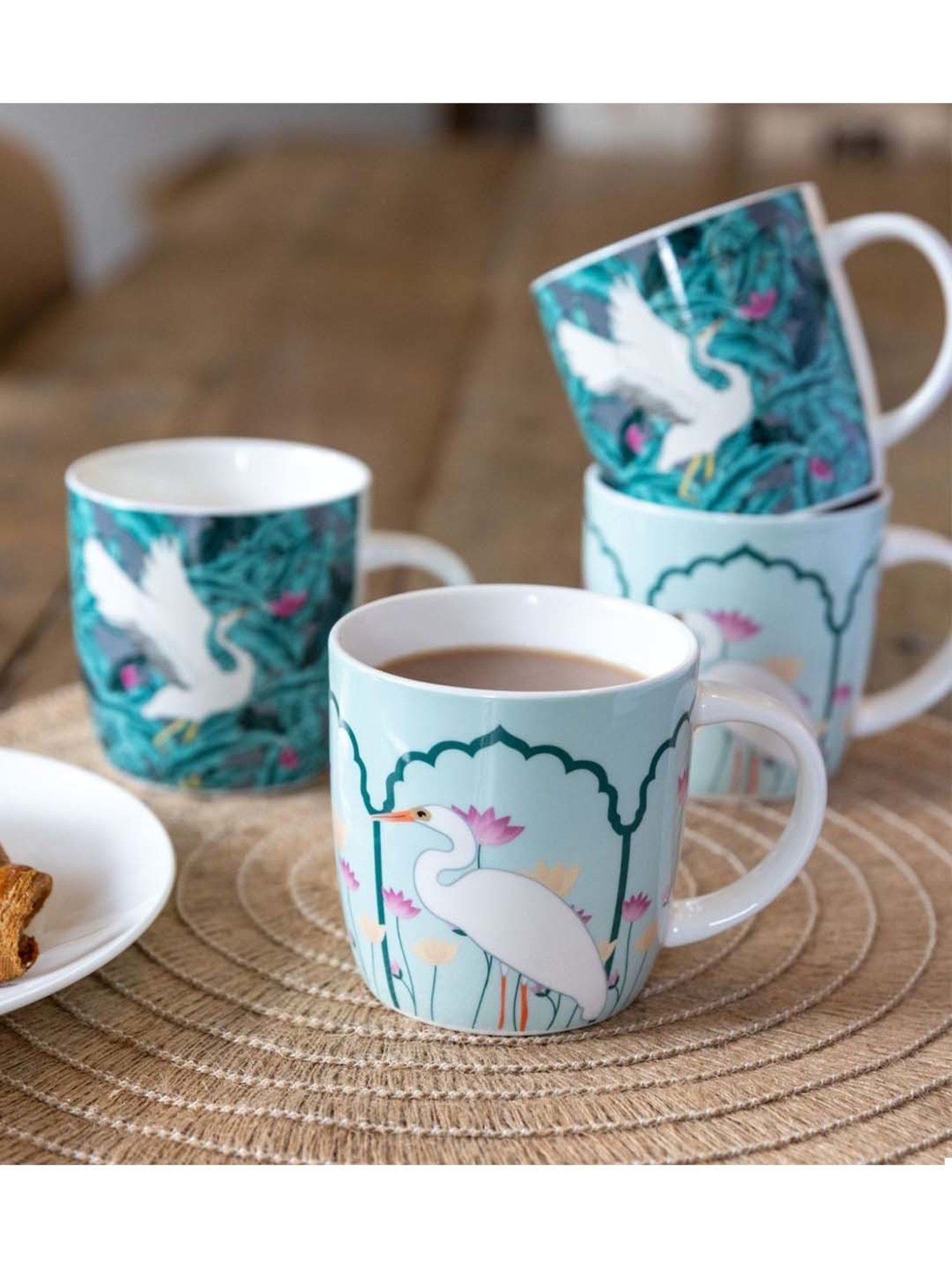 Femora Black Ceramic Coffee Mugs (0.36 L) - Set of 4