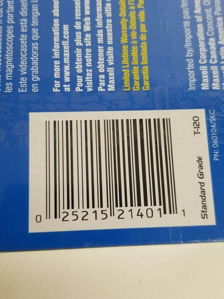 Maxell Standard Grade Video Quality 6 Hours In EP Mode Blank VHS Tape