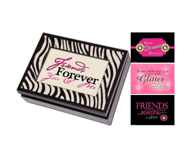 Roman 8" Black and Faux Zebra I'm So Excited Digital Music and Jewelry Box