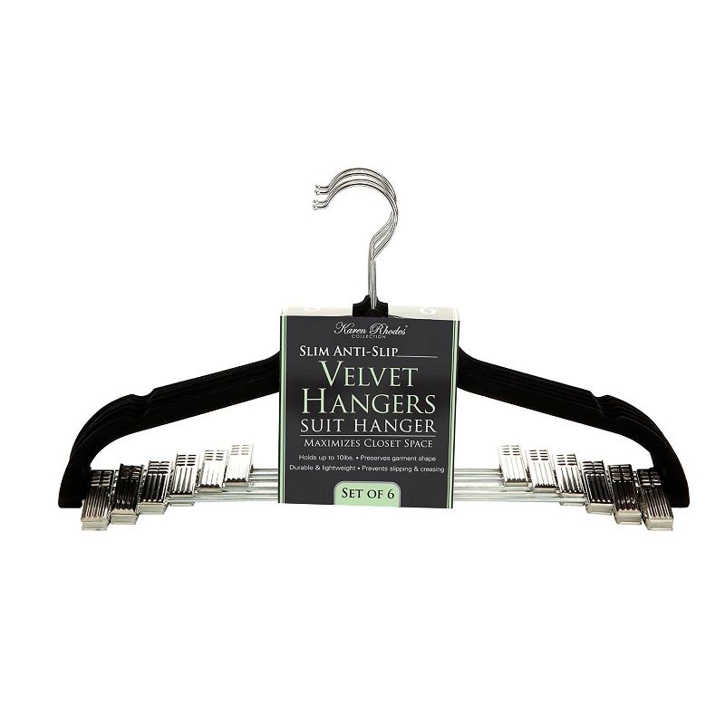 Simplify 6pk Velvet Hangers with Clips Black