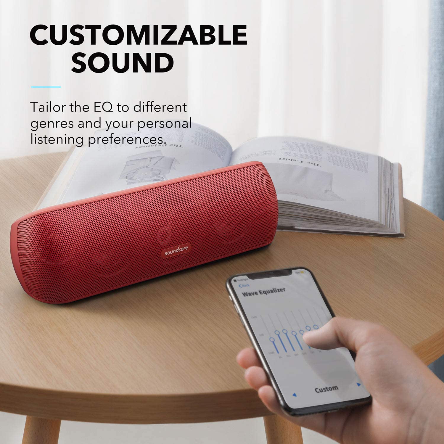 Anker Soundcore Motion+ Bluetooth Speaker with Hi-Res 30W Audio, Extended Bass and Treble, Wireless HiFi Portable Speaker with App, Customizable EQ, 12-Hour Playtime, IPX7 Waterproof, and USB-C