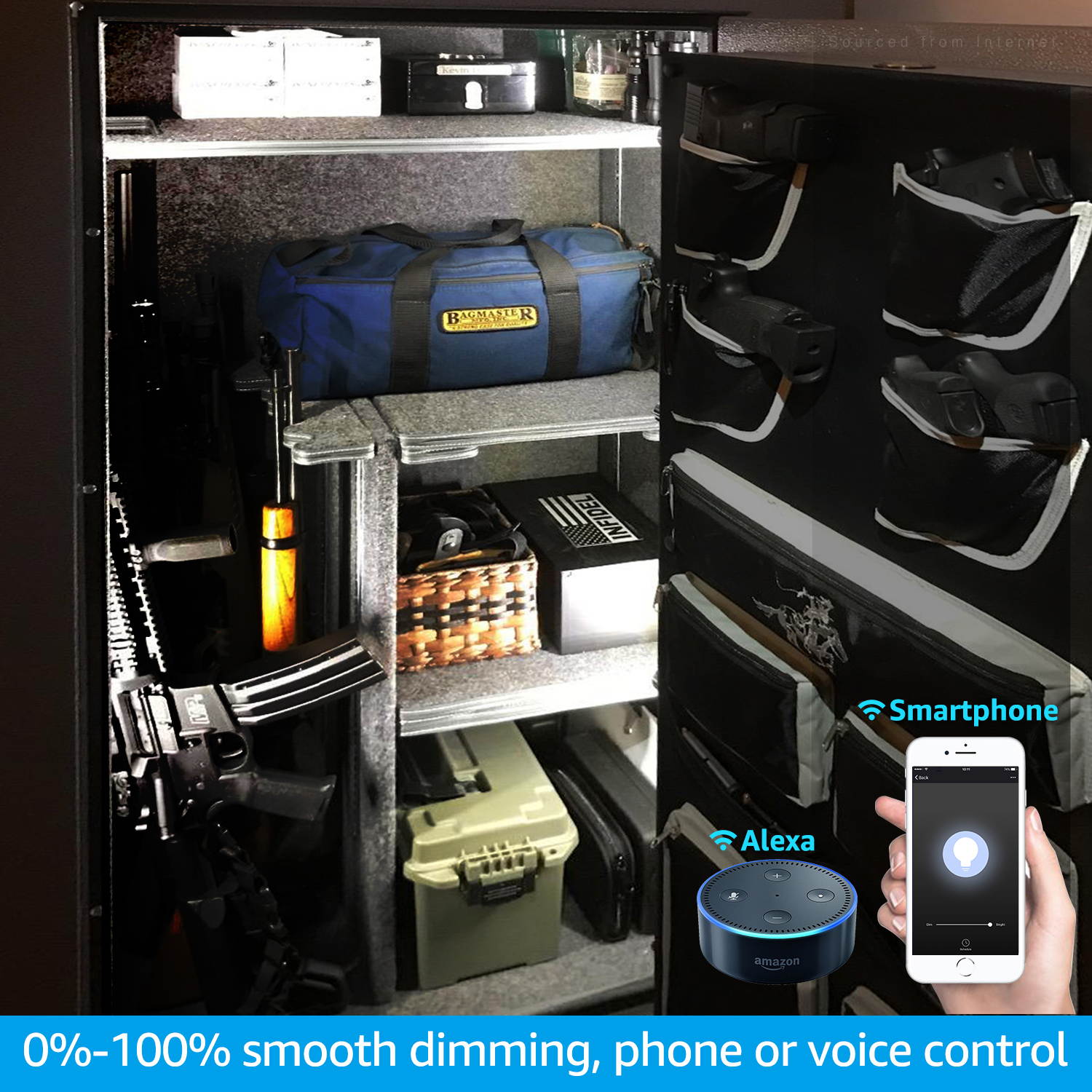 TORCHSTAR Smart LED Safe Lighting Kit(4), Work with Alexa, App Control, Dimmable, 5000K Daylight, UL Adapter for Under Cabinet, Gun Safe, Locker, Closet, Shelf, Showcase, 4Pcs