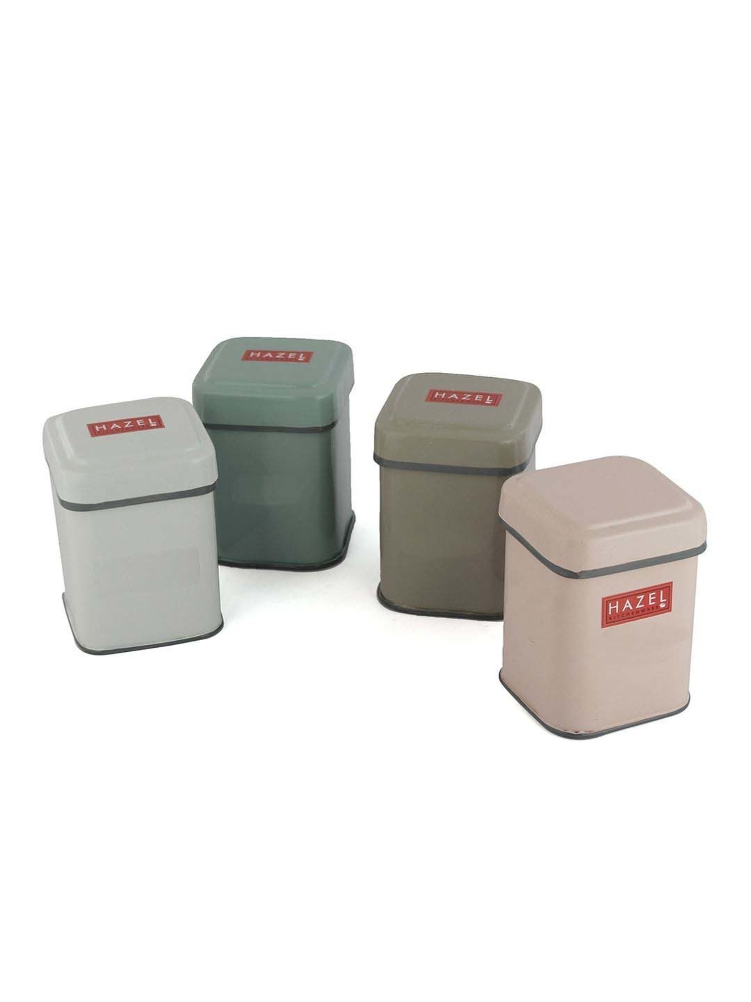 HAZEL Multicolor Iron Square Jar Storage Container (0.265 L) - Set of 4
